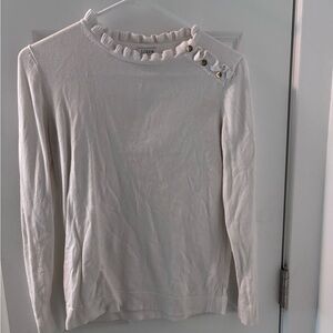 J. Crew Cream Ruffled Sweatshirt